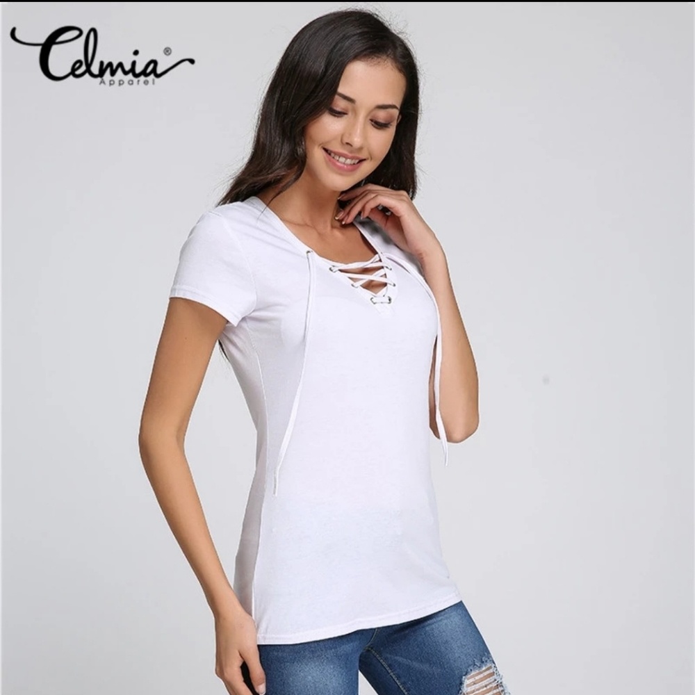 White lace up top
